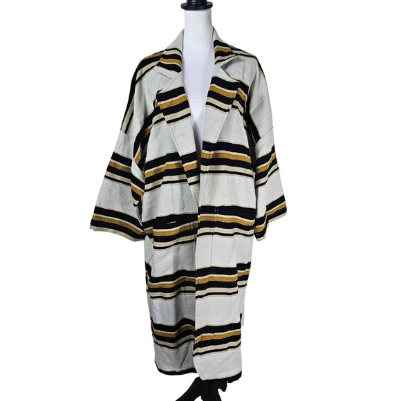 The Odells Striped Open-Front Cardigan Duster Coat Sz L Southwestern Boho Scandi - Picture 1 of 10